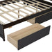 Full Size L-shaped Bookcases Bed with Power Outlets, USB Charging Ports,Two Drawers,Espresso - DTYStore
