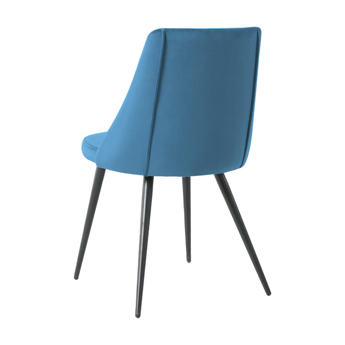 Modern blue velvet dining chair, fabric upholstery chair, black metal chair feet for home living room, bedroom, kitchen, dining room (set of 4)