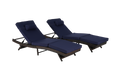 Outdoor Wicker Long Reclining Chair Set of 2 , Wicker Reclining Lounge Chair Lawn Sunbathing Chairs Recliner up to 150° Beach Poolside Garden - DTYStore