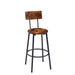 Round Bar Stool Set With Shelves, Stool With Backrest Rustic Brown, 23.6'' Dia x 35.4'' H - DTYStore