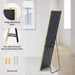 Floor Standing Mirror, Wall Mirror with Stand Aluminum Alloy Thin Frame,16''*59'',Gold-rect - DTYStore