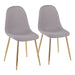Pebble Contemporary Chair in Gold Steel and Light Grey Fabric by LumiSource - Set of 2 - DTYStore