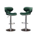 Masaccio Velvet Upholstered Adjustable Swivel Barstool, Set of 2, Green - DTYStore