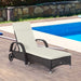 Outsunny Wicker Outdoor Chaise Lounge, 5-Level Adjustable Backrest PE Rattan Pool Lounge Chair with Wheels, Cushion & Headrest, Dark Coffee and Cream White - DTYStore