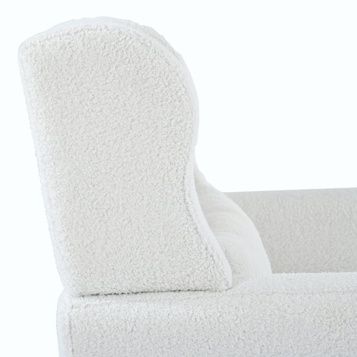 Modern Accent Chair,Teddy Fabric Living Room Chairs Comfy Reading Chair,Mid Century Accent Chair, Lounge Arm Chairs Armchair for Living Room Bedroom (White)