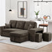 Reversible Sleeper Sectional Sofa Bed with Side Shelf and 2 Stools,Pull-Out L-Shaped Sofa Bed,Corner Sofa-Bed with Storage Chaise Left/Right Hande for Living Room,Knox Charcoal - DTYStore