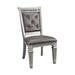 Modern Glam Silver Finish Dining Furniture Set of 2 Side Chairs Gray Faux Leather Upholstered Wooden Dining Room Furniture - DTYStore