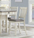 Antique White Finish Wood Counter Height Chairs Set of 2pc Textured Fabric Upholstered Dining Furniture - DTYStore