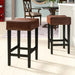 Set of 2, 26.75' Backless Leather Counter Height Barstool, Brown - DTYStore