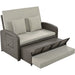 PE Wicker Rattan Double Chaise Lounge, 2-Person Reclining Daybed with Adjustable Back and Cushions, Free Furniture Protection Cover,Gray - DTYStore