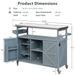 Outdoor Kitchen Island, Rolling Bar Cart & Storage Cabinet, Farmhouse Solid Wood Outdoor Grill Table with Stainless Steel Top, Spice Rack , Towel Rack for Kitchen & BBQ , Grey Blue - DTYStore