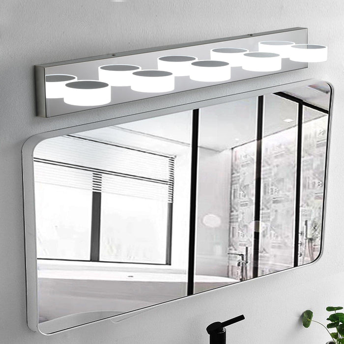 Modern 5-Light LED Vanity Light Fixture - Chrome Finish with Acrylic Light Shades - Energy-Efficient Bathroom Wall Sconce - Dimmable, 37-Inch Length - DTYStore