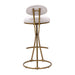 Bar Stools Set of 2 S-shaped Gold Barstools with Backrest Floral Print Upholstered Dining Chairs Counter Height Stool for Kitchen Island (Gold & White Print) - DTYStore