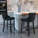 Furniture,Contemporary Velvet Upholstered Wing-Back Barstools with Button Tufted Decoration and Wooden Legs, and Chrome Nailhead Trim, Leisure Style Bar Chairs,Bar stools,Set of 2 (Black),SW1824BK - DTYStore
