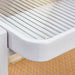 Modern Minimalist White Double Layered Solid Wood Coffee Table. Glass tabletop, imitation rattan edge table. Rectangular table suitable for living room, dining room, and bedroom - DTYStore
