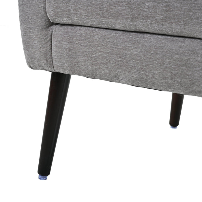 Modern Accent Chair,Chenille Arm Chairs for Living Room,Upholstered Mordern Armchair,Comfy Soft Padded Lounge Chair in Small Space, Bedroom, w/Pillow, Solid Wood Leg (Gray) - DTYStore