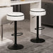 Round Storage Bar Stool Set of 2, White Faux Leather Height Adjustable Barstool, 360°Counter Height Swivel Stool, Armless Bar Chair with Metal Frame for Kitchen Counter Dining Living Room - DTYStore
