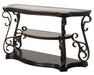 Sofa Table, Glass table top, MDF W/marble paper middle shelf, powder coat finish metal legs. (54"Lx20"Wx30"H) - DTYStore