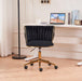 Office Desk Chair, Upholstered Home Office Desk Chairs with Adjustable Swivel Wheels, Ergonomic Office Chair for Living Room, Bedroom, Office, Vanity Study (Black) - DTYStore
