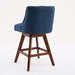 Counter Height Swivel Barstools, 26'' H Seat Height Upholstered Bar Stools Set of 2, Fabric in Blue - DTYStore