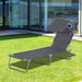 Outsunny Outdoor Lounge Chair, Adjustable Folding Chaise Lounge, Tanning Chair with Sun Shade for Beach, Camping, Hiking, Backyard, Gray - DTYStore