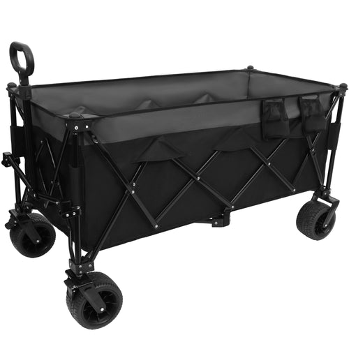 51-inch Extended Heavy-Duty Foldable Utility Wagon - 480lbs Capacity, Patented Ultra-Stable Frame, 1:6 Space-Saving Fold & 7' All-Terrain Wheels, No Assembly Needed, Black- Gray - Image 2
