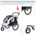 Dog Bike Trailer 2-In-1 Pet Stroller with Canopy and Storage Pockets, White - DTYStore