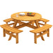 8 Person Wooden Picnic Table, Outdoor Camping Dining Table with Seat, Garden, DIY w/ 4 Built-in Benches, 2220lb Capacity - Natural - DTYStore