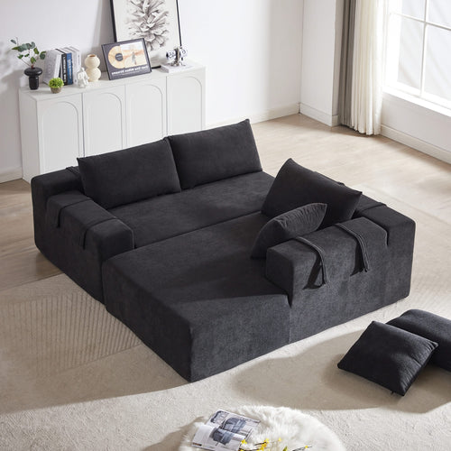 Modern Chenille Upholstered Sectional Sofa Couch Set,Modular 108' L Shaped Sectional Living Room Sofa Set With 6 Pillows,Free Combination Sofa Couch for Living Room,Bedroom(Right Chaise)W834P240010 - Image 12
