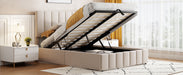 Full size Upholstered Platform bed with a Hydraulic Storage System - Beige(OLD SKU: LP000111AAA) - DTYStore