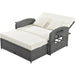 PE Wicker Rattan Double Chaise Lounge, 2-Person Reclining Daybed with Adjustable Back and Cushions, Free Furniture Protection Cover, White - DTYStore