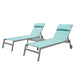 Outdoor Patio Chaise Lounge Set of 3, Aluminum Pool Lounge Chairs with and Wheels, Textilene Padded Adjustable Recliner All Weather for Poolside, Beach, Yard, Balcony (Lake Blue) - DTYStore