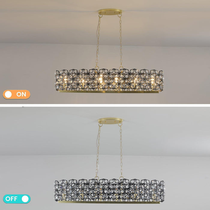 Modern Champagne Gold Oval Crystal ceiling chandelier Luxury Home Decor Light Fixture - DTYStore