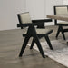 Contemporary Black Color 2pc Dining Arm Chairs Light Gray Fabric Upholstered Chairs Plank Arms Dining Room - DTYStore