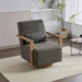 30.3"W Swivel Modern Upholstered Accent Chair with Solid Wood Armrests and 360 Degree Comfy Lounge Reading Chair, Side Armchair for Hotel, Bedroom, Living Room, Office, and Nursery Room.(Gray,PU)