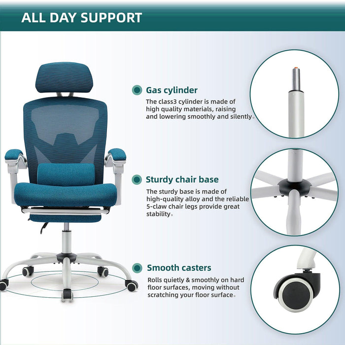 Mesh High Back Ergonomic Office Chair Lumbar Support Pillow Computer Desk Chair - DTYStore