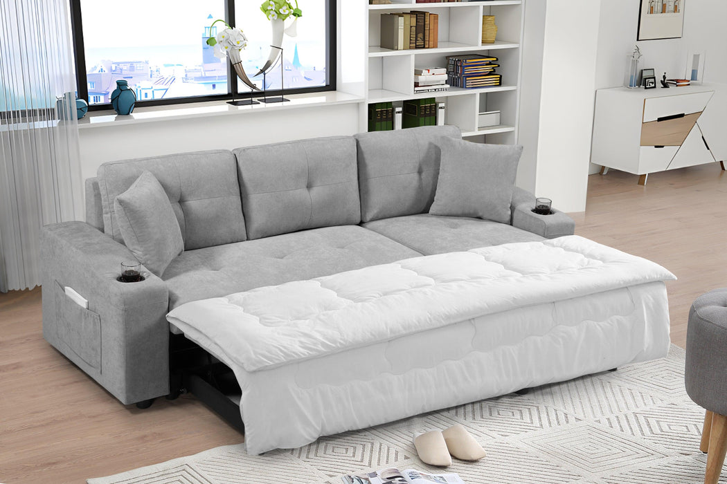 Convertible corner sofa with armrest storage, living room and apartment sectional sofa, right chaise longue and grey - DTYStore