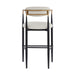 Barstools Set of 2, Counter Height Upholstered Bar Stools with Back for Kitchen Island, Beige Faux PU Leather Seating Black Iron Legs 260LBS Weight Capacity - DTYStore