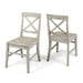 Roshan Farmhouse Acacia Wood Dining Chairs, Light Grey Wash (Set of 2) - DTYStore