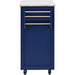 Store Kitchen Cart with Rubber Wood Countertop , Kitchen Island has 8 Handle-Free Drawers Including a Flatware Organizer and 5 Wheels for Kitchen Dinning Room, Dark Blue - DTYStore