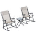 Outsunny 3 Piece Outdoor Rocking Chair Set, Patio Folding Lawn Rocker Set with Glass Coffee Table, Headrests for Yard, Patio, Deck, Backyard, Cream White - DTYStore