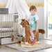 Rocking Horse Plush Animal on Wooden Rockers, Baby Rocking Chair with Sounds, Moving Mouth, Wagging Tail, Brown - DTYStore
