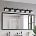Modern 6-Light Matte Black LED Vanity Light Fixture with Crystal Glass Shades, Bathroom Wall Sconce for Elegant and Contemporary Home Decor - DTYStore