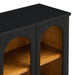 4-Door Large Storage Buffet Cabinet with Glass Doors, Arched Cabinet with Adjustable Shelves for Kitchen, Dining Room and Living Room (Black) - DTYStore