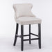 Contemporary Velvet Upholstered Wing-Back Barstools with Button Tufted Decoration and Wooden Legs, and Chrome Nailhead Trim, Leisure Style Bar Chairs,Bar stools, Set of 4 (Beige),SW1824BGx2 cartons - DTYStore