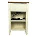 Farmhouse End Table with Charging Station,Night Stand with Barn Door and Drawer, Storage for Bedroom Living Room ,Bedside Table, Bedside Table Brown+white color
