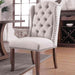 Contemporary Ivory Fabric 2pcs Side Chairs Tufted Wingback Design Rustic Oak Solidwood Back Dining Chairs Furniture - DTYStore