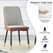 A modern dining chair with a light gray brown dual tone PU leather backrest and black metal legs, suitable for kitchens, bedrooms, and offices. Set of 4 pieces (light gray+brown+PU)C-007 W1151118958 - DTYStore