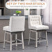 Counter Height Bar Stools Set of 2, 180 Degree Swivel Barstools, 27' Seat Height Bar Chairs with Solid Wood Footrests and Button Tufted Design, Beige - DTYStore