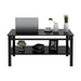 Glass Lift Top Coffee Table, Modern Simple 2-Layer Tempered Glass Coffee Table for Living Room, Black - DTYStore